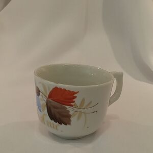 Vintage Tiny Teacup Blue Flower With Leaves